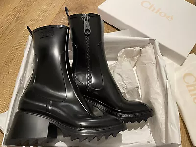 £200 • Buy Chloe Betty Rain Boots In Black Size 39 UK6 NEW