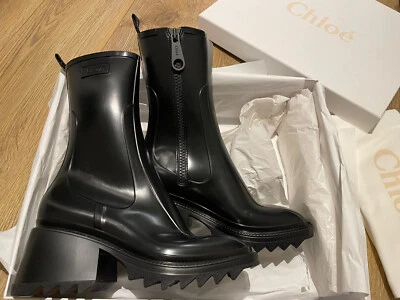 £200 • Buy Chloe Betty Rain Boots In Black Size 39 UK6 NEW