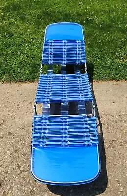 Folding Vinyl Jelly Tube Chaise Lounge Chair Beach Deck Pool Blue • $42.99