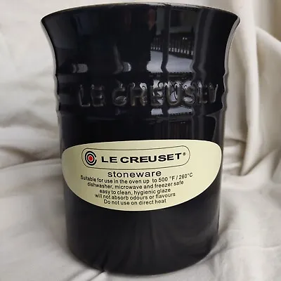 Le Creuset - BLACK - Utensil Jar - Holder - Pot - 1.1L - Stoneware - New  • £25.95