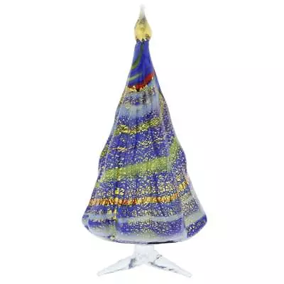 Glass Of Venice Murano Glass Christmas Tree Standing Sculpture - Blue And Gold. • $84.95