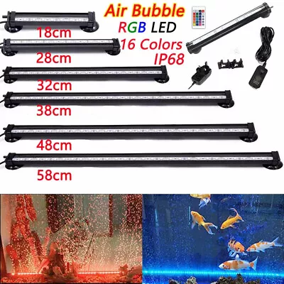 £12.59 • Buy Aquarium Fish Tank Light LED RGB Submersible Multicolour Air Bubble Curtain Lamp