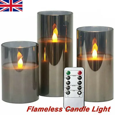 £16.79 • Buy 3PCS Authentic Flame Battery Flickering LED Candle Lights Glass Jar Wax  Indoor