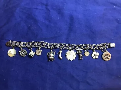 VTG 925 Sterling Silver Charm Bracelet Disney Mickey Mouse Nautical 11 Charms • $25.44