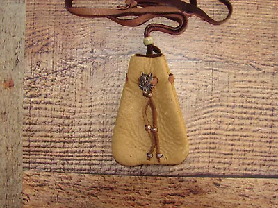 Deerskin Leather Wolf Medicine Bag Native Buckskin Tribal Necklace Pouch 3.5  • $17.75