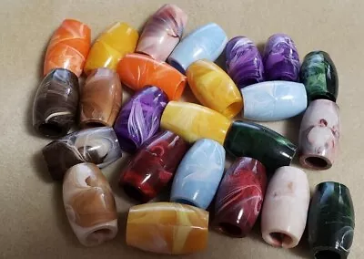 24 Vintage Oval Barrel Plastic Beads For Macrame You Choose Color • $6