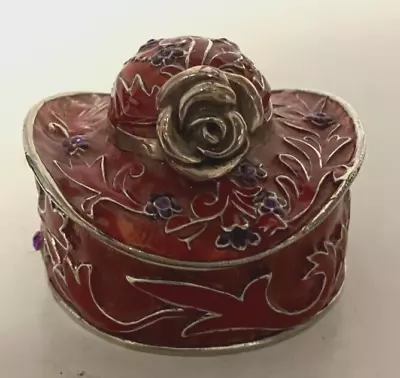 Red Hat Society Enamel Magnetic Trinket Box Collectible Box 2 ½” Jeweled • $4.98