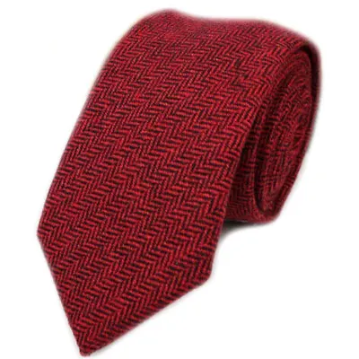 £11.99 • Buy New Gentlemens Country Red And Black Herringbone Tie Wool Style Skinny