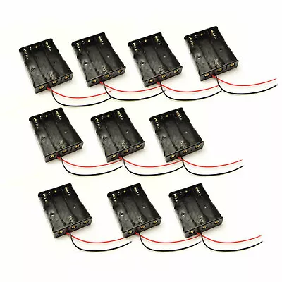 10 Pcs 3 AA 2A Cells Battery Clip Holder Box Case With Wire Lead Black • $7.67