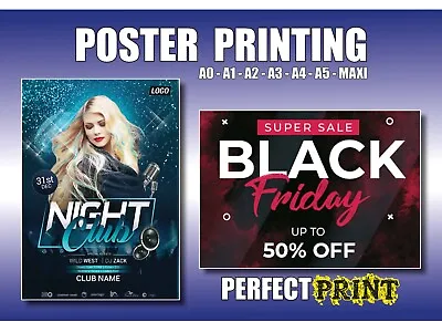 POSTER PRINTING Gloss Satin Matt PVC Canvas A0 A1 A2 A3 A4 Personalised Print • £4