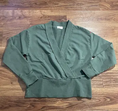 T.La Anthropologie Green V Neck Sweater Long Sleeve Sz S Crossover Long Sleeve • $15