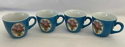 4 Vintage Leuchtenburg Blue Floral Porcelain Demitasse Espresso Tea Cups Germany • $14.99