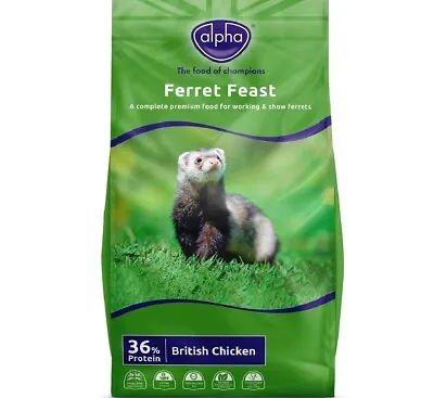 £13.99 • Buy ALPHA FERRET FEAST - (2.5kg - 10kg) - Complete Pet Food Bp Biscuits Kibble Feed 