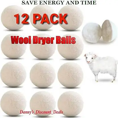 12 Wool Dryer Balls 100% Organic Wool Natural Laundry Fabric Softener New • $11.19