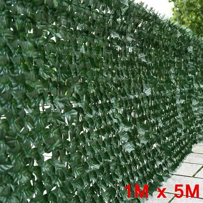 5M Roll Artificial Hedge Fake Ivy Leaf Garden Fence Privacy Screening Wall Panel • £23.85