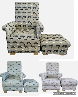 Sophie Allport Fabric Adult Chair & Footstool Armchair Accent Nursery Pouffe New • £419.99