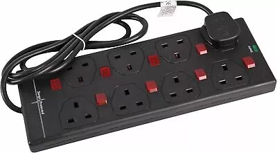 Pro Elec 5 M 8 Way 8 Gang Surge Protected Switched Neon Extension Lead - Blac... • £21.95