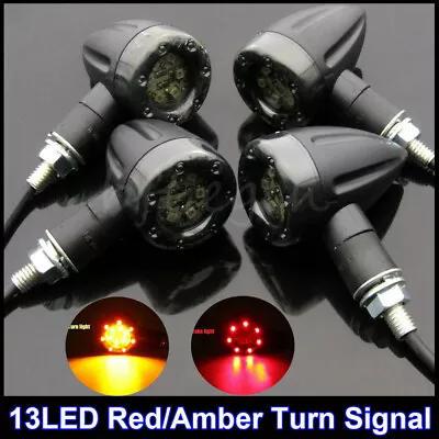  4Pcs Motorcycle 12 LED 3 Wires Turn Signal Blinker Brake Lights Black Bullet US • $16.95