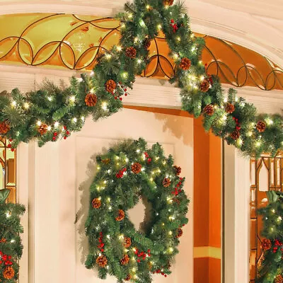 6/9FT Christmas Garland Decorations Door Wreath Xmas Green Tree Pine-.- • $45.59