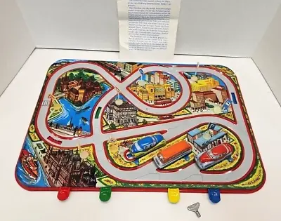 Vintage Tin Car Clockwork Traffic Regulation Game M1245 Racetrack West German • $199.99