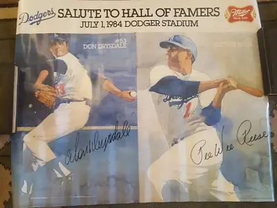 New Vintage Miller High Life Poster  1984 Salute To Dodgers PeeWee Reese & Don D • $15.40
