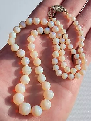 Vintage Graduated Strand Opal Bead Necklace 14K Clasp 18.5  • $2500