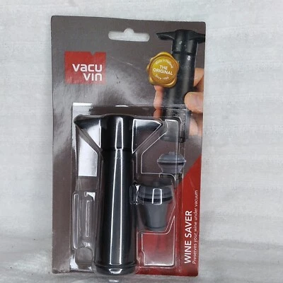 $8.40 • Buy Vacu Vin Wine Saver Pump With 1 Stopper, Black New In Package