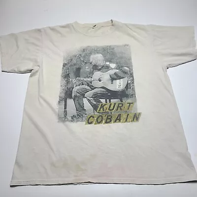 Vintage Nirvana Kurt Cobain Graphic Anvil Rock Music Band T-Shirt Y2K Size Large • $45