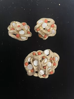 Vintage Sarah Coventry Brooch And Earring Set - Abstract Pattern • $25