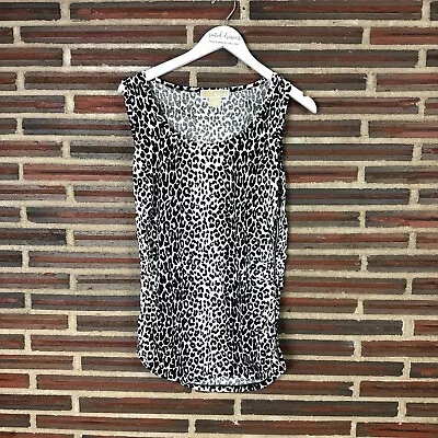 Michael Michael Kors Blouse Animal Print Black & White Cheetah Leopard Shirt L • $12.99