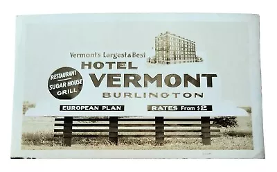 Hotel Vermont Burlington 1940's Photo Of Roadside Advertisement Sign C9 • $19.99