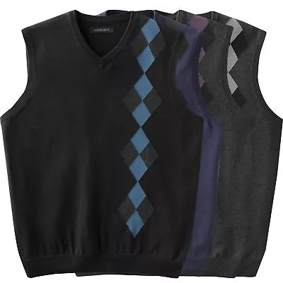 Mens Vest Sweater Argyle Patterned Chest V-neck Sweater Vest Sizes L XL Axist • $17.49