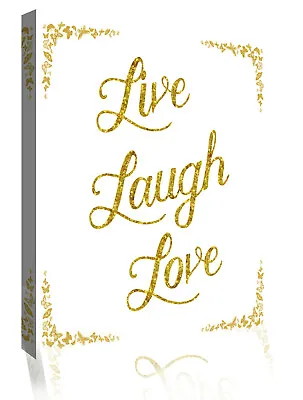 £18.49 • Buy Live Laugh Love Glittery Faux Gold Quote Canvas Wall Art Picture Print