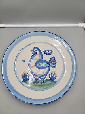 M.A. Hadley Pottery Hand Painted Folk Art Country 11  Chicken   DINNER PLATE • $20