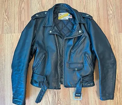 Vintage! Schott Perfecto 613 One Star Size 38 Black Leather Biker Jacket • $410