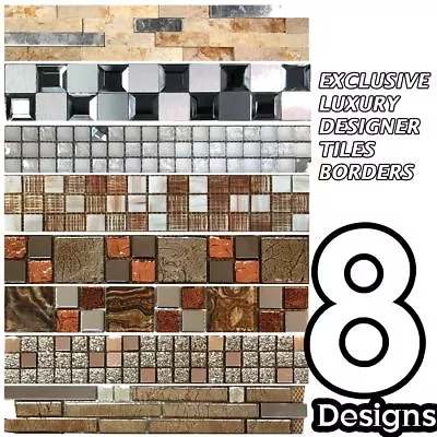 Mosaic Border Tiles - Peel & Stick Design - 8 Colours Various Pack Sizes • £1.79