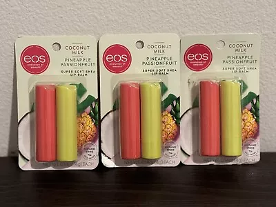 Three -2-Pack Eos 100% Natural Lip Balm Coconut Milk & Pineapple Passionfruit • $19.99