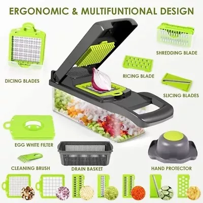 15 In 1 Vegetable Chopper Salad Fruit Mandolin Slicer Food Dicer Cutter Peeler • £49.99