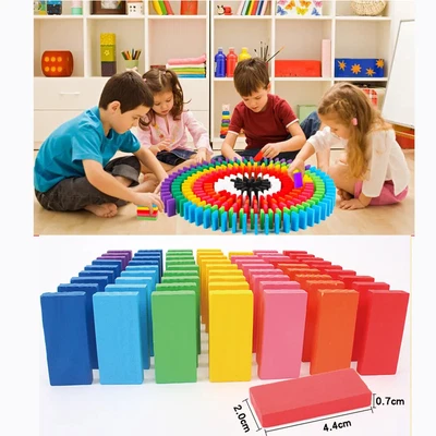 £6.88 • Buy 240/480pcs Wooden Domino Toys Coloured Children Kids Early Learning Games Blocks