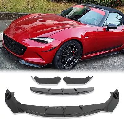 Front Bumper Lip Spoiler Splitter Body Kit ABS For Mazda Miata MX-5 2006-2022 • $79.22