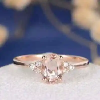 Women's 2Ct Lab Created Morganite Diamond Engagement Ring 14K Rose Gold Plated • $80.49