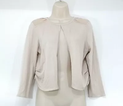 COAST Pale Beige Nude Thin Knit Sheer Back Women's Cardigan Shrug UK 12 14 M • £6.99