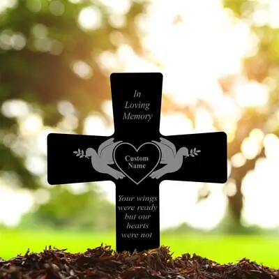 Personalized Memorial Acrylic Plaque Stake Temporary Grave Marker Cross • $26.65
