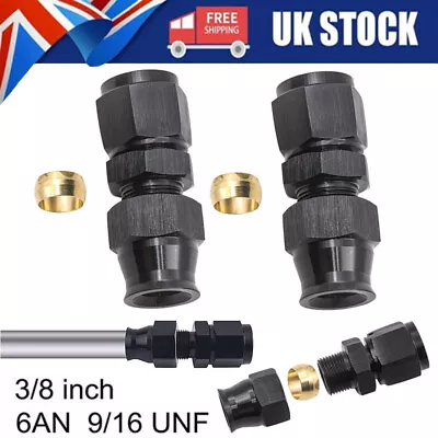 £11.82 • Buy 2PCS 3/8  Fuel Hardline Tube To 6 AN 9/16UNF Female Flare Hose Fitting Adaptor
