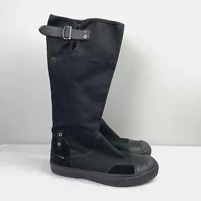 G-Star Raw Denim Black Denim & Rubber Mid-Calf Boots Womens Size 9 • $79.99