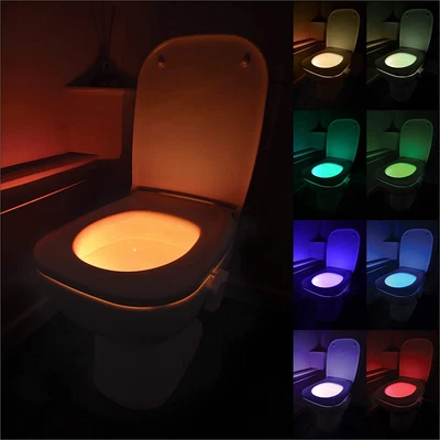£4.99 • Buy LED Toilet Bathroom Night Light PIR Motion Activated Seat Sensor 8Color Changing