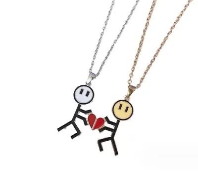 2 Pcs Magnet Heart Best Friend Lover Couple Stick Man Friendship Necklace Gift • £4.99