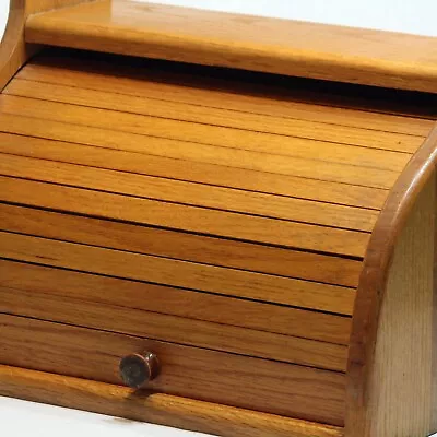 Vintage 80s Wooden Roll Top Bread Box Mexico • $49.95