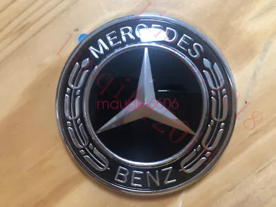 NEW FOR Mercedes Benz Hood Black Flat Laurel Wreath Badge Emblem (Paste) • $16.99