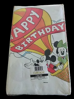 VTG Disney Mickey Minnie Mouse Birthday Table Cover TABLECLOTH  54x96 * SEALED* • $14.99